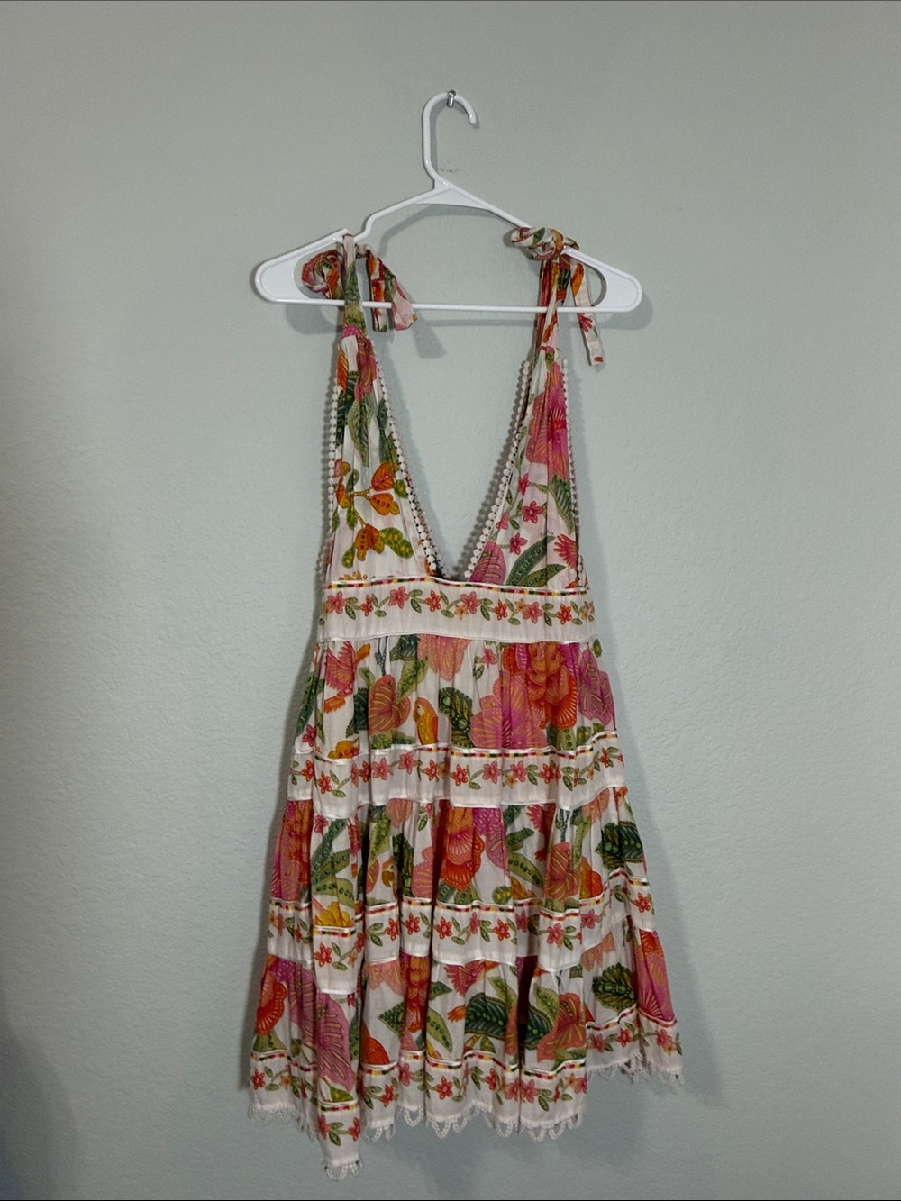 FARM RIO Bloom Tie-Strap Mini Dress M - Picture 4 of 6